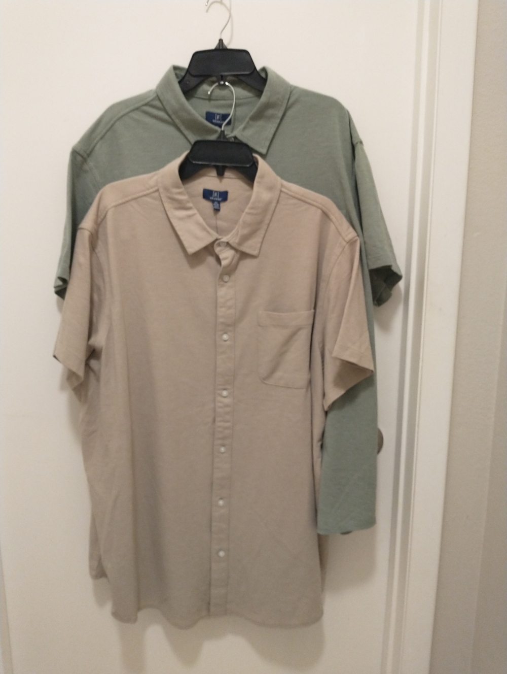 George Men's Short Sleeve Knit Button Front Shirt,3XL, Faded Spruce, Sandstorm